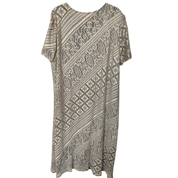 VTG Giorgio Sant'Angelo Cream Gold Metallic Overlay Maxi Dress Plus Womens 24 - Picture 4 of 7